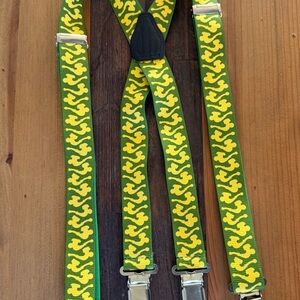 Vintage Men’s Adjustable Green and Yellow Patterned Suspenders